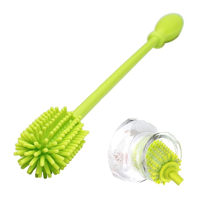 A-Brush Silicone Bottle Cleaner Brush, Flexible, Long Handle - Water Bottle Cleaner, Baby Bottle Nipple Brush for Plastic & Glass, BPA-Free Dish Washing Brush A2S Protection