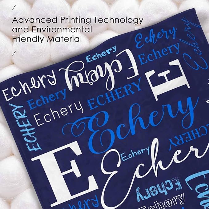 M YESCUSTOM Custom Baby Blanket with Name, Personalized Name Throw Blanket for Girls Boys Kids Customized Flannel Blanket for Men Women Valentines Day Mother's Day Christmas Newborns Dark Blue