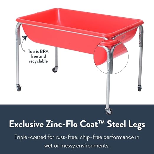 Children's Factory Medium Sensory Table – 24″ Height, Sandbox, Water Table for Kids, Red