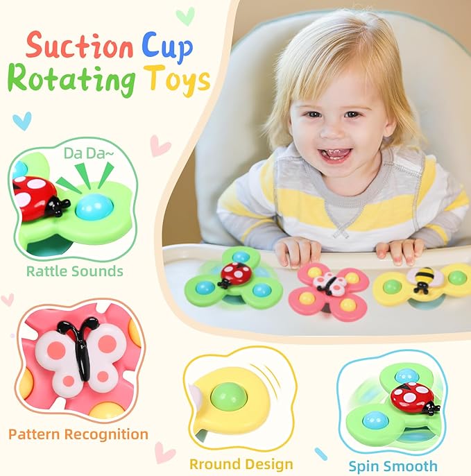 Christmas Stocking Stuffers 6 in 1 Montessori Toys for Babies 6-12 Months, Infant Sensory Pull String Toy, Fidget Spinners Soft Baby Blocks & Stacking Cups for Toddlers 1-3, Baby Gifts for 1 Year Old