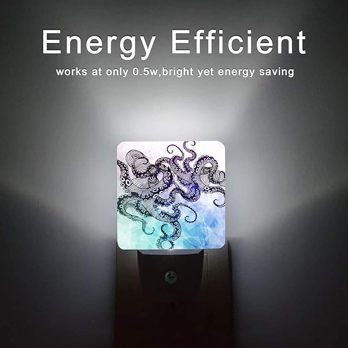 Octopus Night Light,Crystal Design Element Night Lights Plug into Wall Dusk to Dawn Sensor Led Lamp for Women Men,Led Lights for Stairway/Hallway/Bedroom
