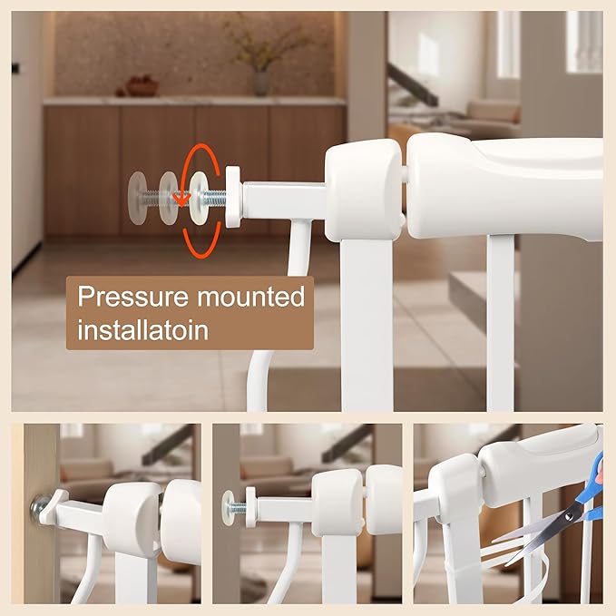 Extra Wide Baby Gate with Door Pressure Mounted 52.76-57.48 Inch,Child Baby Gates for Doorways No Drilling,Walk Through Dog Gate Indoor for The House Kitchen Stairs,White