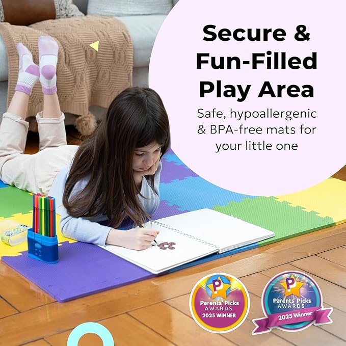 MioTetto Baby Play Mat, Soft Foam Floor Tiles for Kids. Adjustable Interlocking Foam Tiles, Fits with 50x50 Playpen Baby mat for Crawling & Development, Safe & Non-Toxic Playmat for Babies 6-12 Months