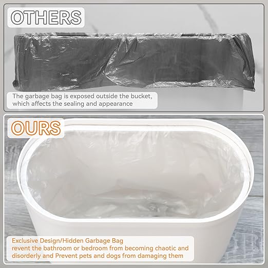 Yieach White 12L Pet/Dog Proof Bathroom Trash Can with Lid,3.17 Gallon Slim Trashcan and Skinny Small Covered Trash Can for Kitchen,Office,RV,Bedroom and Dorm,Plastic Covered Wastebasket,Garbage Can