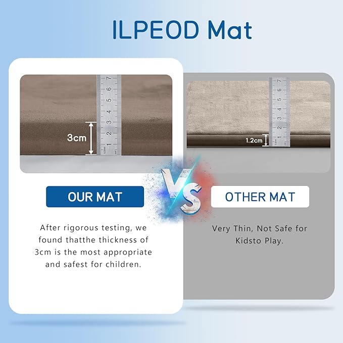 Baby Play Mat for Floor Tummy Time Mat Nursery Muscle Area Rug Playroom Rug Tatami 47"*47" Memory Foam 1.3" Thick Crawling For Babies,Toddlers, Infants, Kids,Floor(Brown)