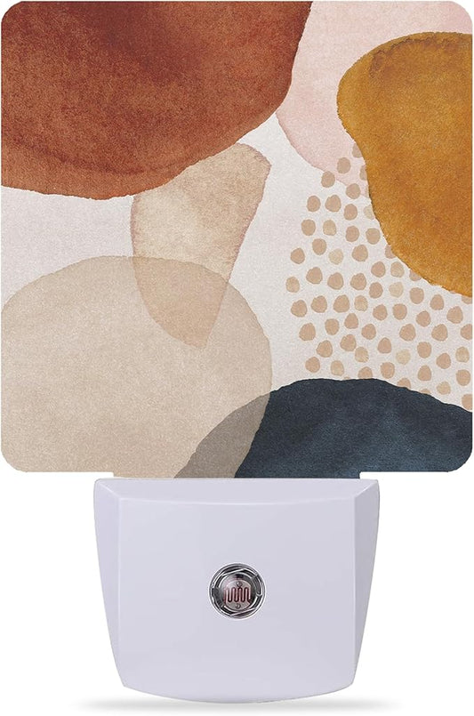 Boho Abstract Night Light,Geometric Modern Art Night Lights Plug into Wall for Boys Girls, Led Lamp for Stairway/Hallway/Bedroom 0.5W Nightlight Sleep Friendly