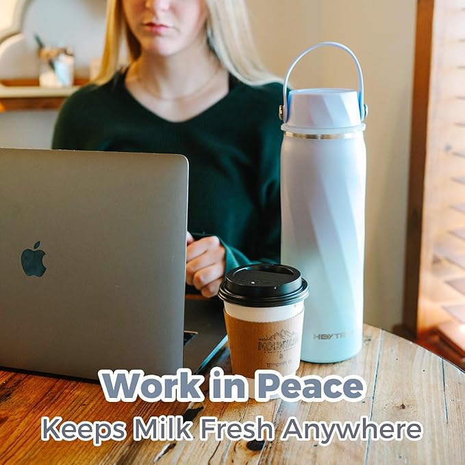 HEYTRIP Vacuum Insulated Breastmilk Cooler Bottle, 20oz Stainless Steel Portable Breastmilk Chiller, Reusable Storage Container Keeps Milk Fresh for 36+ Hours, TSA Approved, Violet Aurora