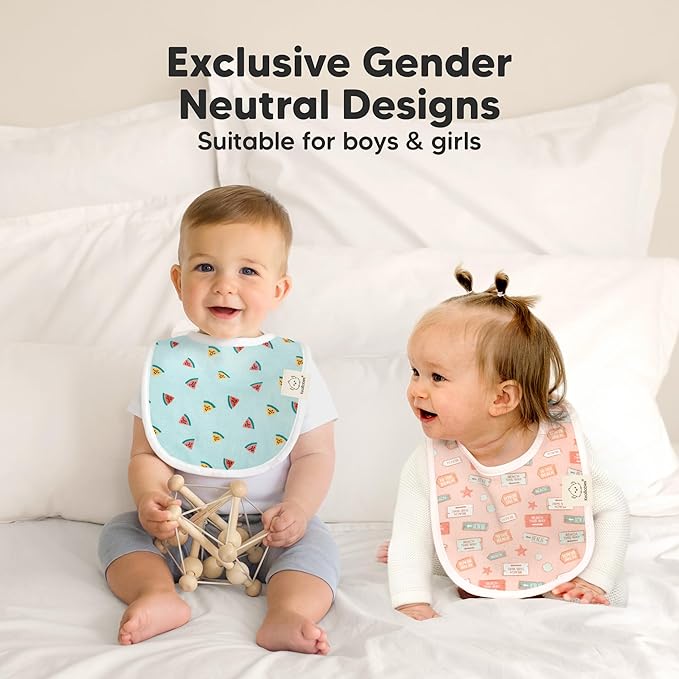 8-Pack Organic Baby Bibs for Boys, Girls - Soft Cotton Drooling and Teething Bibs for Baby Girl & Boy, Extra Absorbent, Easy to Clean & Put On for Toddler, Newborn, Infant 0-24 Months (Countryside)