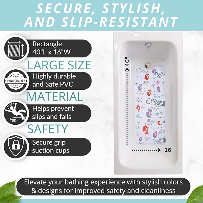 Kids Non Slip Bath Mat - Baby Bath Mat Non Slip - Bath Tub Mat Kids - Bathtub Mat Non Slip Baby - Baby Tub Mat - Baby Bath Mat for Tub - Anti Slip Shower Mat Kids - Bath Mat Toddler (Bath Aquarium)