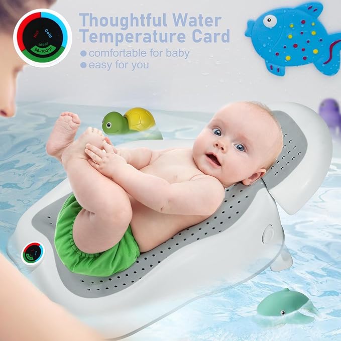 Baby Bath Support Newborn Bathtub with Thermometer,Foldable Baby Tubs for Newborns Baby Bathtub,Soft Sink Baby Bath Tub for Newborn Tub Infant Bathtub Baby Bather,Baby Tub Baby Bath