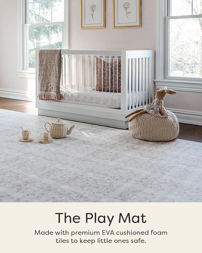 House of Noa Baby Play Mat – 4x8 Linen Gemma – Set of 8 Tiles – Cushioned EVA Foam Play Mat for Floor, Soft Interlocking Baby Crawling Mats for Hard Floors