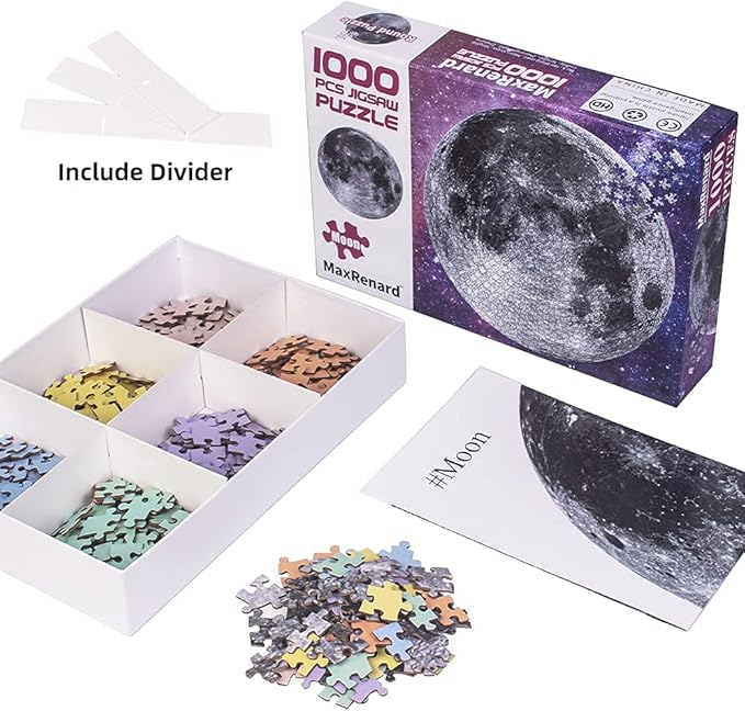 MaxRenard Game 1000 Pieces Jigsaw Puzzle Round Puzzle Toy The Moon