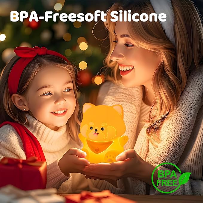 Cute Red Panda Night Light,Rechargeable Lamp for Kids Room with Timer,Cute Stuff Desk Decor Dimmable Touch Silicone Animal Night Light for Kids,Squishy Lamp for Baby Nursery Bedroom