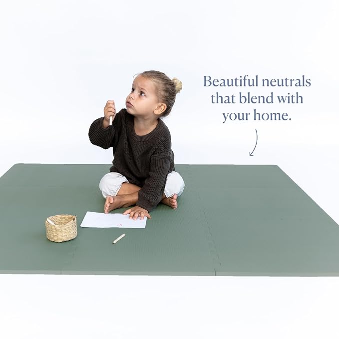 Toddlekind Solid Color Foam Play Mat 4x4 Baby Playmat. Stylish, Non-Toxic, Odorless, Plain Design Puzzle Play Mat 0m+ Sage Moss (Green)