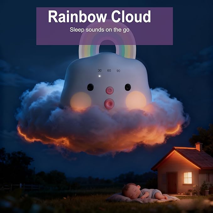 Smily Mia Portable Sound Machine for Babies |White Noise Machine Baby| Sleep Soother |14 Soothing Sounds | Shush | Travel | Registry Gift | Baby Shower | New Born Essentials, Attach to Stroller/Crib