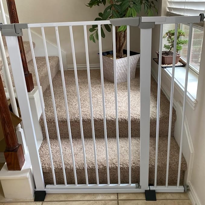 41 Inch Tall Baby Gate Auto Close Dog Gate Adjustable 29.92"-35.43" Wide Pressure Mounted Walk Through Swing Pet Gate for Doorways (White, 29.92"-35.43" Wide)