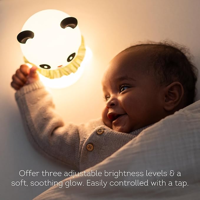 Taf Toys Silicone Kids Night Light Adjustable Brightness Levels & 30-Min Timer Tap Control 3-Level Dimmable Baby Night Lights for Nursery USB Rechargeable Nursing Lamp Bedroom Décor (Little Panda)