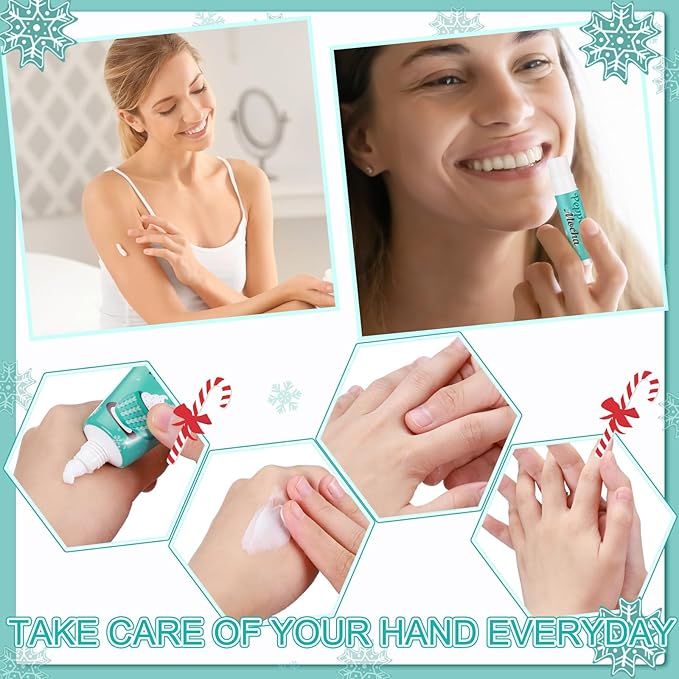 24 Sets Hand Cream and Lip Balm Gift Bridal Baby Shower Party Supply Travel Size Hand Lotion and Lip Balm Bulk with Organza Bag and Tag Wedding Baby Shower Party(Mint,Peppermint Mocha)