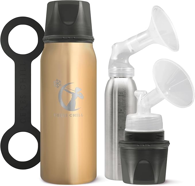 CERES CHILL OG Breastmilk Chiller & Warmer – 12–34oz Portable Breast Milk Cooler, Storage & Baby Bottle for Travel, Work or On-The-Go – Pump Compatible Container – You’re So Golden