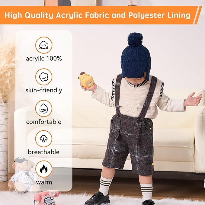 Moon Kitty Baby Boys Hats Toddler Beanies for Boys Winter Fleece Winter Hat Boys