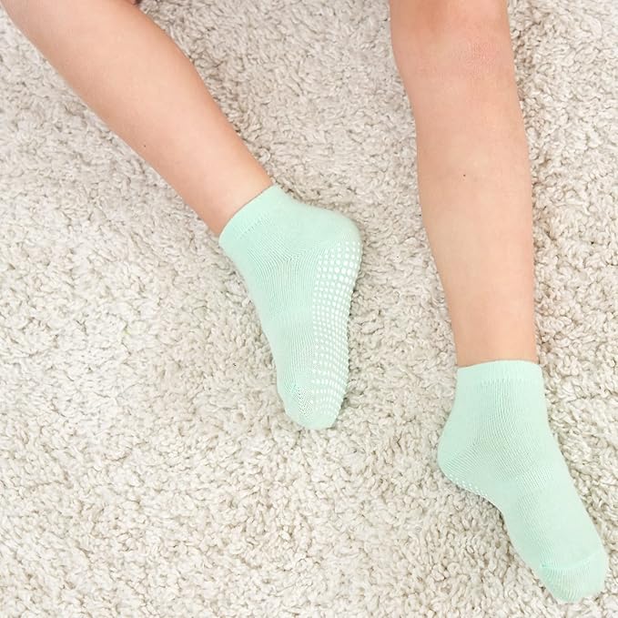 ZAPLES Baby Non Slip Grip Ankle Socks with Anti Skid Grippers Boys Girls Low Cut for Infants Toddlers Kids