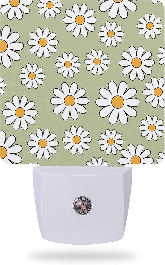 Night Light Plug into Wall,Vintage Daisy Night Light with Dusk to Dawn Sensor Night Light for Kid Girls Boys Women Men Room Decor, Hallway, Kitchen, Bathroom, Nursery, Stairs