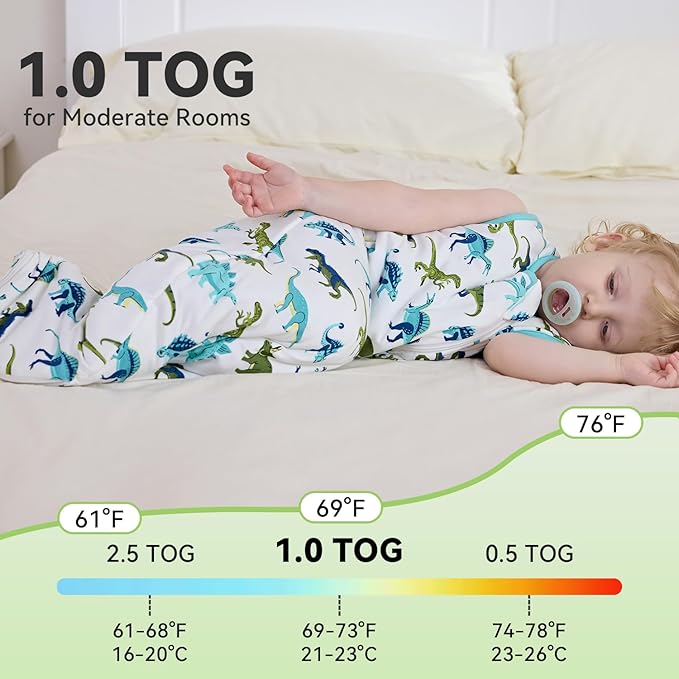 Bamboo Viscose Sleep Sack for Babies and Toddlers 1.0 Tog Wearable Blanket 2-Way Zipper Baby Shower Gifts