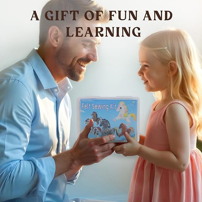 Sewing-Kit for Kids Ages 8-12, Horse Craft Sew Your Own Stuffed Animal of 5 DIY Projects, Unicorn Pony Toy Gift for Girls Boys