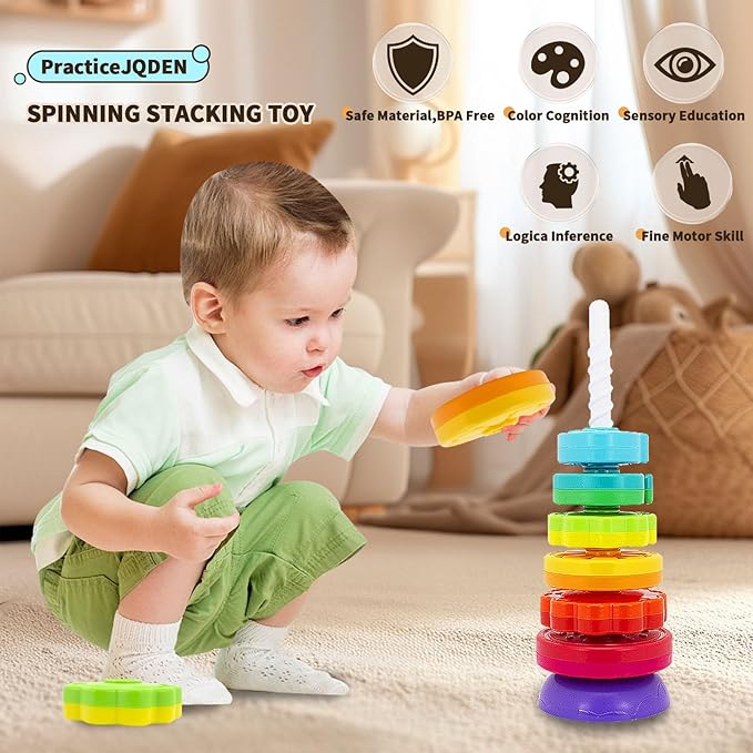 Montessori Toys for 1+ Year Old, Educational Stacking Spinning Baby Toys, Learning Toys Sensory Toys for Toddlers 1-3, Christmas Birthday Easter Gift for Babies 12-18 Months