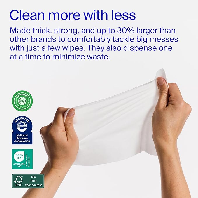 Coterie Baby Wipes, 8 Pack, 448 Count, Unscented Wipes, 99% Purified Water, Plastic-Free & Plant-Derived Fibers, Fragrance Free Hypoallergenic Sensitive Skin Baby Essentials, Clean Ingredients