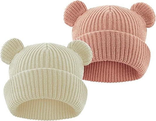 Toddler Boy Winter Hat Baby Knit Beanie Girl Warm Hats Kid Bear Ear Beanies for Cold Weather