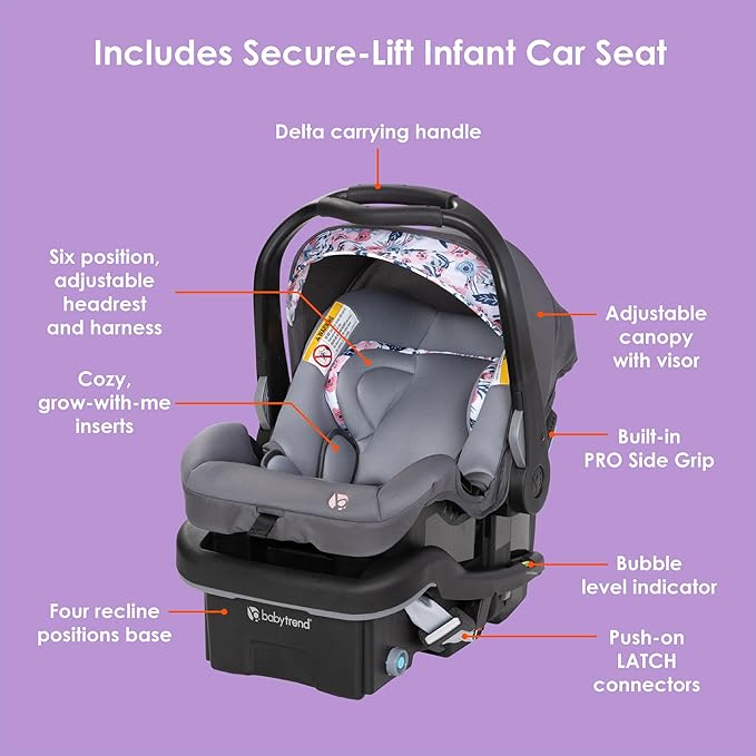Baby Trend EZ Ride SE Travel System with Secure-Lift Infant Car Seat, Bluebell