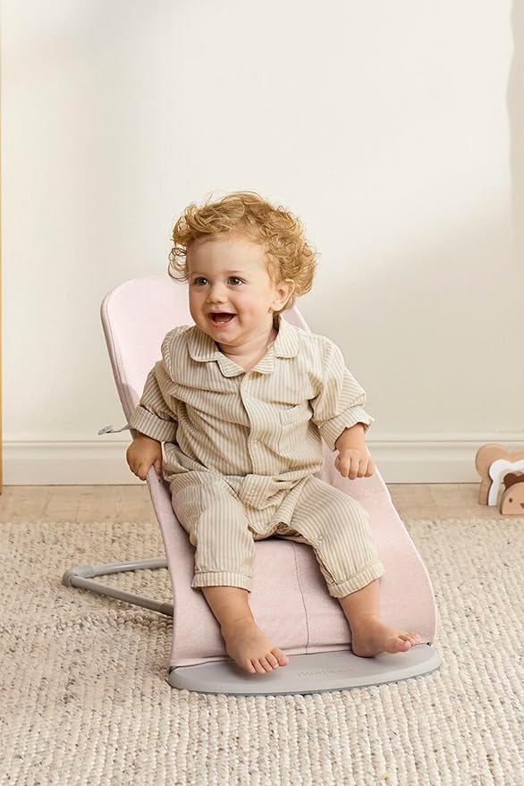 BabyBjörn Bouncer Bliss, Light Pink, Woven Melange | 2-in-1 Adjustable Baby Bouncer Seat and Toddler Chair, Newborn to Toddler (8-29 lbs), 4 Positions, Lightweight & Portable