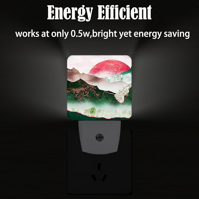 Abstract Mountains Night Light,Plug Into Wall Decor for Stairway,Hallway,Kitchen,Dusk to Dawn Sensor Nightlights for Boys/Girls/Women/Men Room Gifts