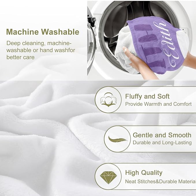 Personalized Custom Baby Blanket with Name for Girls Boys Kids Customized Flannel Blanket for Bed Nursery Room Baby Stroller