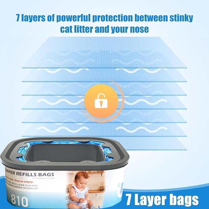 Jumbo Square Refills Disposal Bags Refill Compatible with Diaper Genie Compact and Select Pails(Not Fit Classic Version Pails),with Continuous Film,HoldUp to 810 Newborn-Sized Diapers Per Refill,4Pack