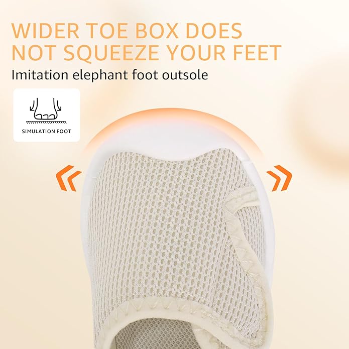 Baby Boys Girls First Walking Shoes Wide Toe Box Infant Sneakers Lightweight Breathable Slip On Barefoot Shoes