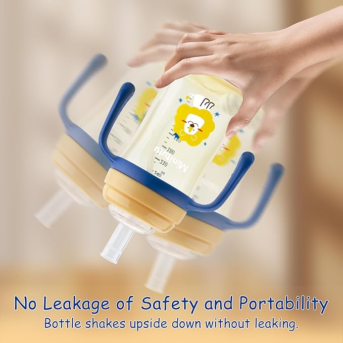 Qshare Sippy Cups For Toddlers, Weighted Straw Learner Cup with Handle for Babies, Water Bottle for Baby 6 Months with 3 Type of Spout, 8 Ounce (Yellow)