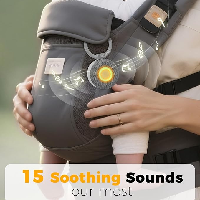 Portable Sound Machine - White Noise Sound Machine for Baby, Travel Donut Sound Machine for Sleep, 15 Soothing Sounds & 7 Colors Night Light, Breathing, Baby Shusher, Registry Gift, Grey