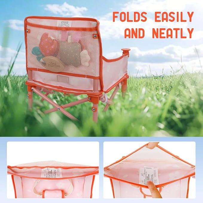 Tiny Marvels Portable 3-in-1 Baby Booster Seat, Cozy Floor Seat, Feeding Seat with Tray, Compact Foldable Toddler Booster with Child Safety Belt Carry Bag, Perfect for Travel (Blush Petals)