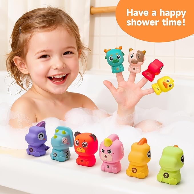 Learning Toy for Toddlers, Counting, Matching & Sorting Montessori Learning Toy，10pcs Animal Finger Puppets with Geometric Key Treasure Lock, Christmas Birthday Gift for Baby Boys Girls