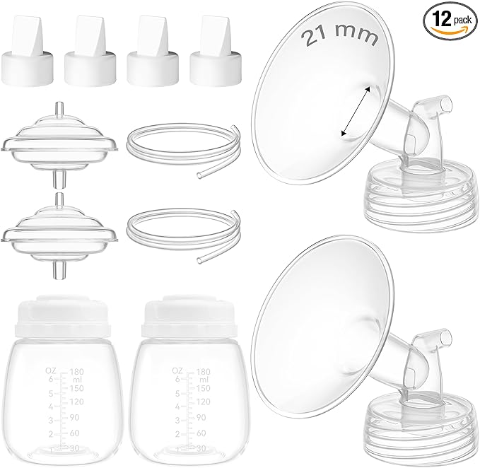 21mm Flange Kit Compatible with Spectra S1/S2/9 Plus/Motif Luna, Includes Flange 21mm, Bottles, Tubing, Valves, and Backflow Protectors
