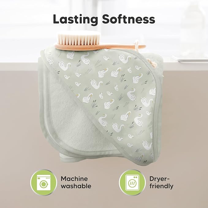 KeaBabies Hooded Baby Towel for Newborn - Viscose Derived from Bamboo Large Baby Bath Towels with Hood for Boys, Girls, Toddler, Extra Absorbent & Soft Newborn Bath Essentials (Wildwood, Regular)