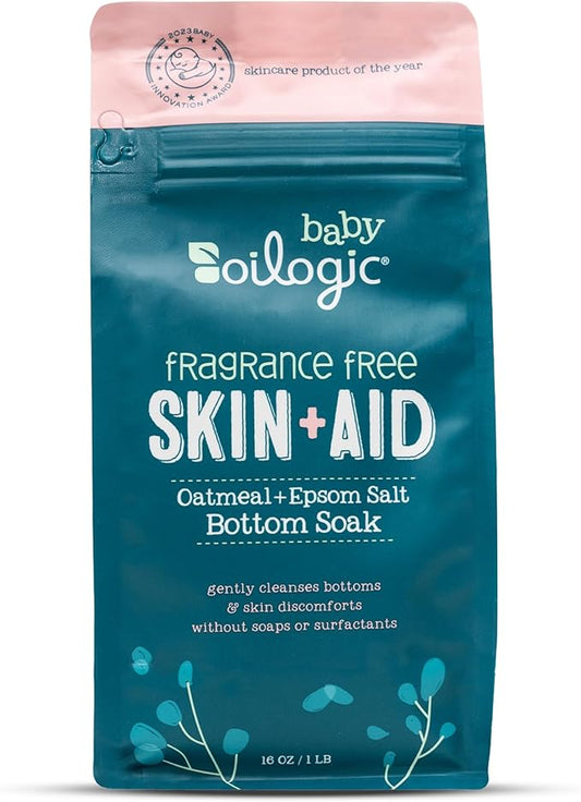 Oilogic Oatmeal Epsom Salt Bath Soak for Babies - Gentle Baby Bath Essentials Soothe & Cleanse Baby Bottoms - Fragrance-Free & Pediatrician-Tested Bathing Skin Care, 16 Oz