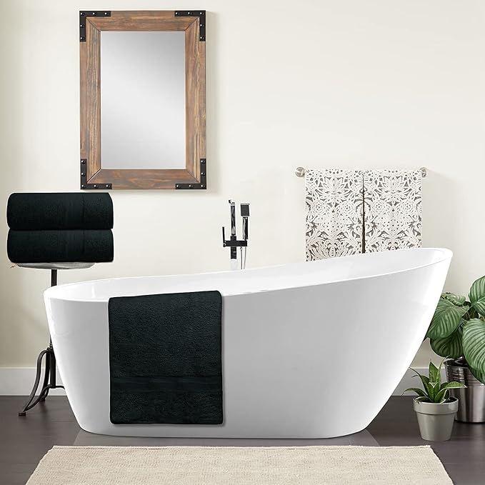 100% Cotton Luxury Bath Sheets - Pack of 2 (35" x 70") | Super Soft, Quick-Dry & Highly Absorbent Towels for Bathroom, Home, Spa & Gym (Black)