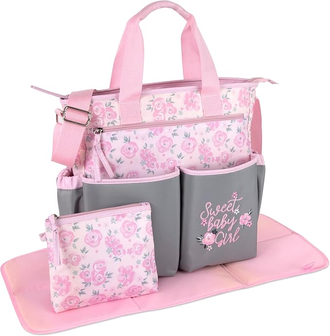 Crossbody Dinosaur Diaper Bag Tote with Changing Station for Baby Boy, 3 Piece Diaper Bag Set