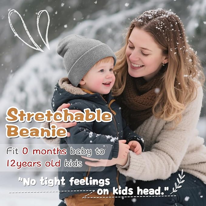 ZOORON Toddler Beanie Baby Beanies for Boys Girls Kids Winter Hats Children Knit Warm Caps 0-12years