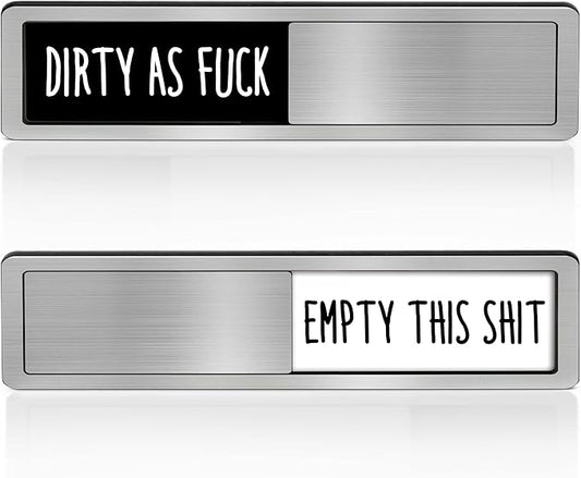 Dishwasher Clean Dirty Sign-Dishwasher Magnet Stainless Steel Clean Dirty Sign for Kitchen Organization Farmhouse Dishwasher Slide Indicator, Optional Adhesive Stickers