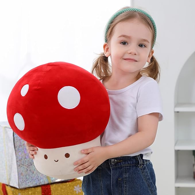Plush Mushroom Pillow, 12 Inch Cute Stuffed Mushroom, Plush Toy Room Decor Gift for Kids and Adults