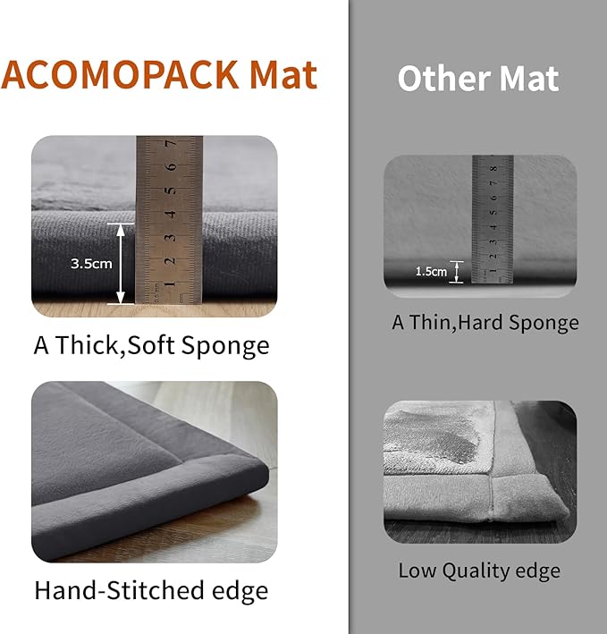 ACOMOPACK Baby Play Mat for Floor,1.3" Thick Memory Foam Area Rug for Living Room,Soft Velvet Crawling with Non-Slip Bottom for Kid,Toddler,79"×118" Tummy Time Nursery Rugs,Yoga（Dark Grey）